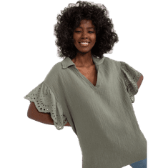 ITALY MODA Ženska bluza bombažna khaki DHJ-BZ-6993.06_407840 Univerzalni