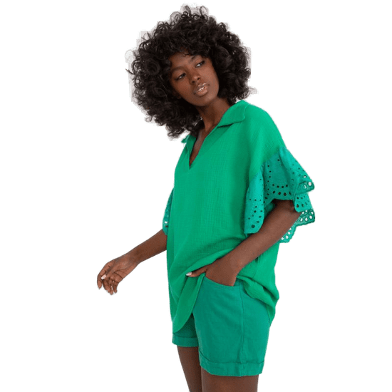 ITALY MODA Ženska bluza ohlapnega kroja zelena DHJ-BZ-6993.06_407817