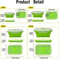 HOME & MARKER® Komplet silikonskih zložljivih posod, Posode za shranjevanje hrane, Odporna na mraz in vročino (Zelena, 4 kosi) | POPLATE