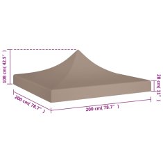 Vidaxl Streha za vrtni šotor 2x2 m taupe 270 g/m²