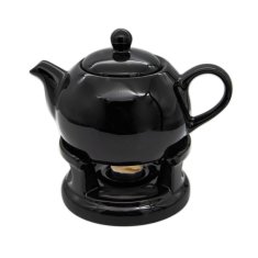 Bella Fiore Porcelanski čajnik 1000 ml z grelnikom ČERNO