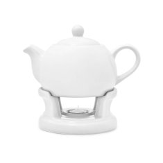 Bella Fiore Porcelanski čajnik 1000ml z grelnikom BELI
