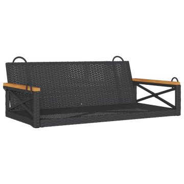 Vidaxl Gugalna klop črna 109x62x40 cm poli ratan
