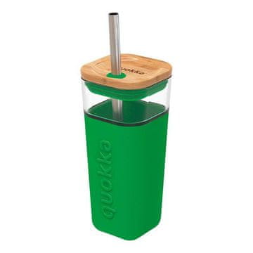 QUOKKA Liquid Cube skodelica s slamico 540 ml, green