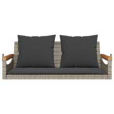 Vidaxl Gugalna klop z blazinami siva 109x62x40 cm poli ratan