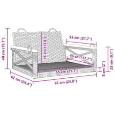 Vidaxl Gugalna klop črna 63x62x40 cm poli ratan