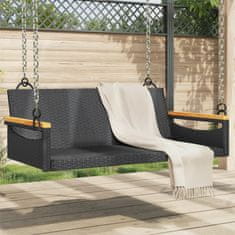 Vidaxl Gugalna klop črna 109x62x40 cm poli ratan