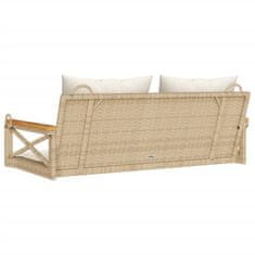 Vidaxl Gugalna klop z blazinami bež 109x62x40 cm poli ratan