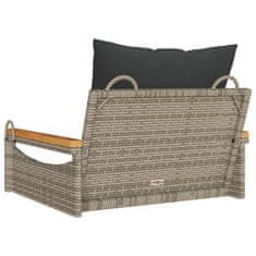 Vidaxl Gugalna klop z blazinami siva 63x62x40 cm poli ratan