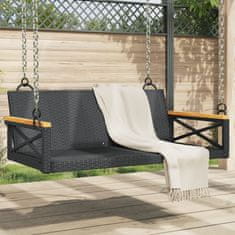 Vidaxl Gugalna klop črna 109x62x40 cm poli ratan