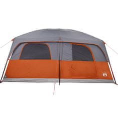 Vidaxl Družinski šotor za 10 oseb siv in oranžen