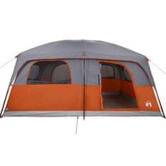 Vidaxl Družinski šotor za 10 oseb siv in oranžen