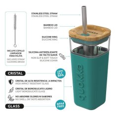 QUOKKA Liquid Cube skodelica s slamico 540 ml, green
