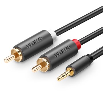 Ugreen Kabel avdio kabel 3,5 mm mini jack - 2x RCA 1,5 m črn