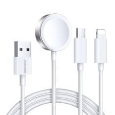 Joyroom 3v1 Kabel USB-A kabel z indukcijskim polnilnikom + 1x iPhone Lightning + 1x USB-C 1,2 m bel