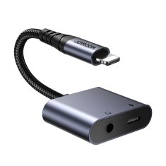 Joyroom 2v1 adapter za iPhone polnilnik + slušalke Lightning / mini jack 3,5 mm črn