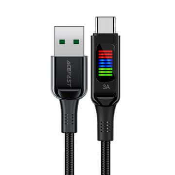 AceFast Kabel USB-A - USB-C 60 W z zaslonom 1,2 m črn