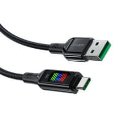 AceFast Kabel USB-A - USB-C 60W z zaslonom 1,2 m črn