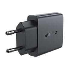 AceFast Majhen ploščat omrežni polnilnik GaN PD 20W USB-C črne barve