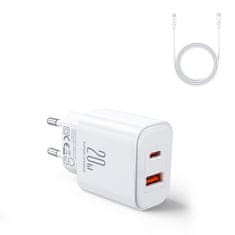 Joyroom USB-A USB-C PD 20W omrežni polnilec + kabel USB-C JR-TCF05 bela