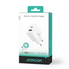 Joyroom USB-A USB-C PD 20W omrežni polnilec + kabel USB-C JR-TCF05 bela