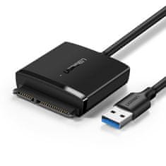 Ugreen Adapterski kabel za HDD in SSD SATA 2,5'' / 3,5'' USB 3.0 do 12 TB - črn