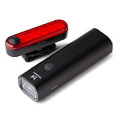 WOZINSKY Komplet kolesarskih luči spredaj in zadaj USB-C črne barve