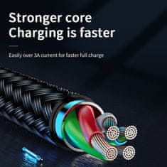 Joyroom Kabel USB-A - microUSB 3A indikator polnjenja 2 m črn