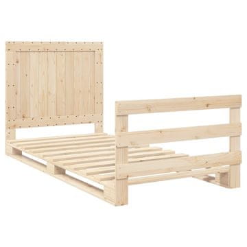 Vidaxl Posteljni okvir z vzglavjem 100x200 cm trdna borovina