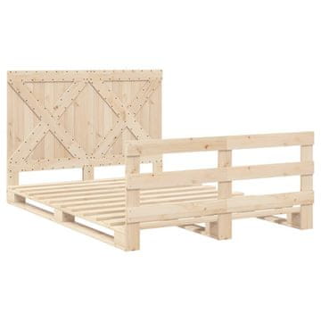Vidaxl Posteljni okvir z vzglavjem 140x200 cm trdna borovina