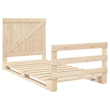 Vidaxl Posteljni okvir z vzglavjem 100x200 cm trdna borovina