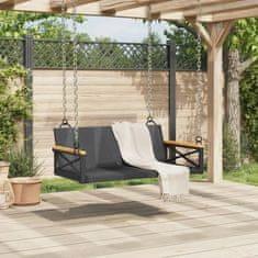 Vidaxl Gugalna klop črna 109x62x40 cm poli ratan