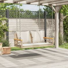 Vidaxl Gugalna klop z blazinami bež 109x62x40 cm poli ratan