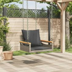 Vidaxl Gugalna klop z blazinami siva 63x62x40 cm poli ratan