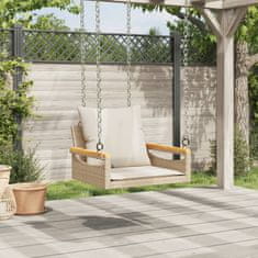 Vidaxl Gugalna klop z blazinami bež 63x62x40 cm poli ratan