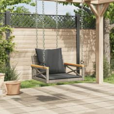 Vidaxl Gugalna klop z blazinami siva 63x62x40 cm poli ratan