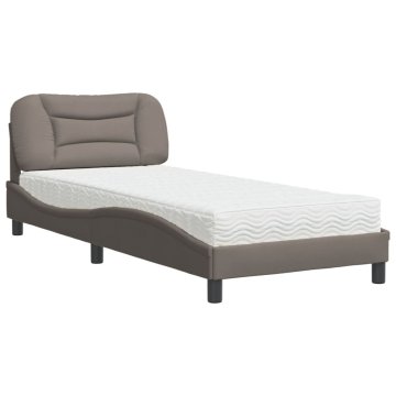Vidaxl Postelja z vzmetnico Hvar taupe 80x200 cm blago