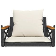 Vidaxl Gugalna klop z blazinami črna 63x62x40 cm poli ratan