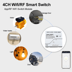Secutek 4-kanalni inteligentni modul WIFI, AC 85-250V, Tuya