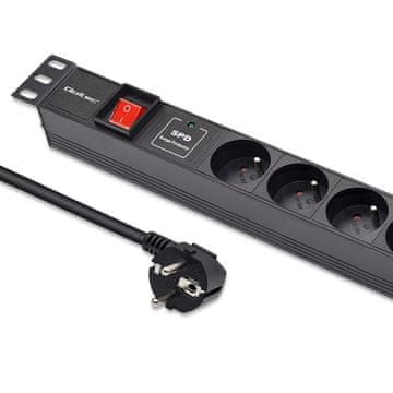 Qoltec aluminijast PDU napajalni razdelilnik za 19'' RACK | 1U | 16A | 6xFRENCH | 1,8 m