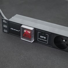 Qoltec aluminijast PDU napajalni razdelilnik za 19'' RACK | 1U | 16A | 6xFRENCH | 1,8 m