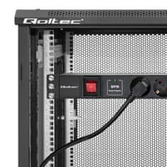 Qoltec aluminijast PDU razdelilnik za 19'' RACK | 1U | 16A | 6xSCHUKO | 1,8 m