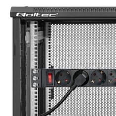 Qoltec aluminijast PDU razdelilnik za 10'' RACK | 1U | 16A | 4xSCHUKO | 1,8 m