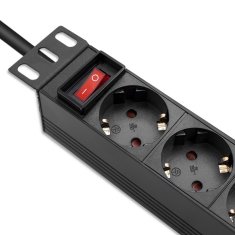 Qoltec aluminijast PDU razdelilnik za 10'' RACK | 1U | 16A | 4xSCHUKO | 1,8 m