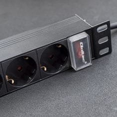 Qoltec aluminijast PDU razdelilnik za 10'' RACK | 1U | 16A | 4xSCHUKO | 1,8 m