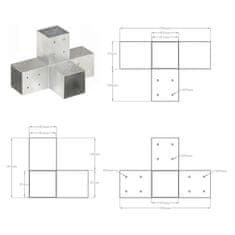 Vidaxl Spojnik za steber X oblike pocinkana kovina 81x81 mm