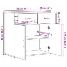 Vidaxl Komoda dimljeni hrast 79x38x80 cm inženirski les