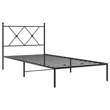 Vidaxl Kovinski posteljni okvir z vzglavjem črn 90x190 cm