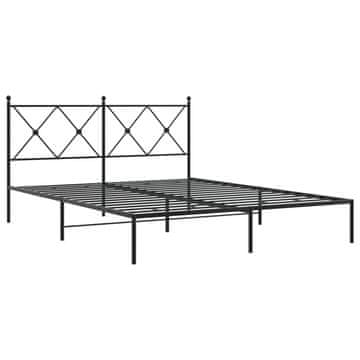 Vidaxl Kovinski posteljni okvir z vzglavjem črn 160x200 cm