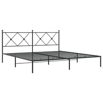 Vidaxl Kovinski posteljni okvir z vzglavjem črn 183x213 cm